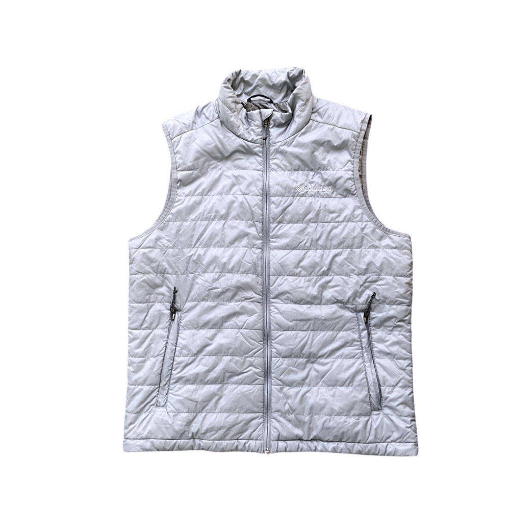 Columbia Omni-Heat Quilted Puffer Vest Gray Full Zip Outdoor Womens Size M